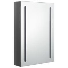 Vidaxl LED kopalniška omarica z ogledalom sijoče siva 50x13x70 cm