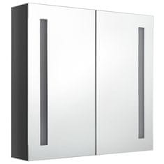Vidaxl LED kopalniška omarica z ogledalom sijoče siva 62x14x60 cm