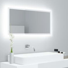 Vidaxl LED kopalniško ogledalo visok sijaj belo 90x8,5x37 cm
