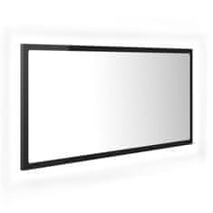 Vidaxl LED kopalniško ogledalo visok sijaj črno 90x8,5x37cm iverna pl.