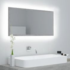 Greatstore LED kopalniško ogledalo betonsko sivo 90x8,5x37cm iverna plošča