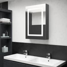 Vidaxl LED kopalniška omarica z ogledalom siva 50x13x70 cm