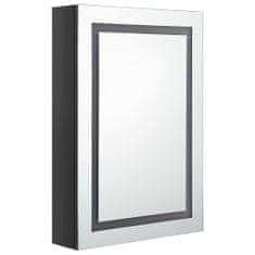 Greatstore LED kopalniška omarica z ogledalom sijoče črna 50x13x70 cm