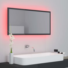 Vidaxl LED kopalniško ogledalo visok sijaj sivo 90x8,5x37cm iverna pl.