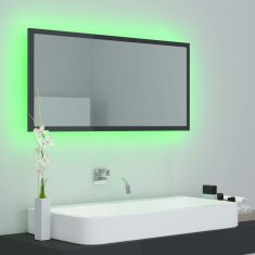 Vidaxl LED kopalniško ogledalo visok sijaj sivo 90x8,5x37cm iverna pl.
