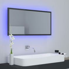 Vidaxl LED kopalniško ogledalo visok sijaj sivo 90x8,5x37cm iverna pl.