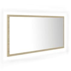 Vidaxl Kopalniško ogledalo LED sonoma hrast 90x8,5x37 cm iverna pl.
