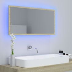 Vidaxl Kopalniško ogledalo LED sonoma hrast 90x8,5x37 cm iverna pl.