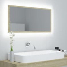 Vidaxl Kopalniško ogledalo LED sonoma hrast 90x8,5x37 cm iverna pl.
