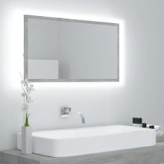 Greatstore LED kopalniško ogledalo betonsko sivo 80x8,5x37 cm iverna pl.