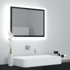 Greatstore LED kopalniško ogledalo visok sijaj sivo 60x8,5x37 cm