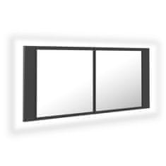 Vidaxl LED kopalniška omarica z ogledalom siva 100x12x45 cm