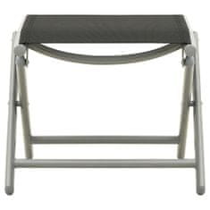 Vidaxl Zložljiv stolček za noge črn in srebrn tekstil in aluminij