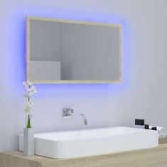 Vidaxl LED kopalniško ogledalo sonoma hrast 80x8,5x37 cm iverna pl.