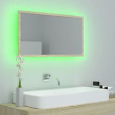 Vidaxl LED kopalniško ogledalo sonoma hrast 80x8,5x37 cm iverna pl.