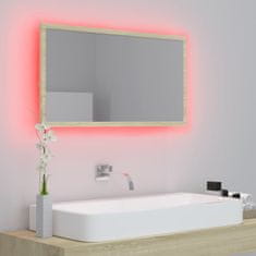 Vidaxl LED kopalniško ogledalo sonoma hrast 80x8,5x37 cm iverna pl.