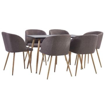 Vidaxl Jedilna garnitura 7-delna blago rjave barve