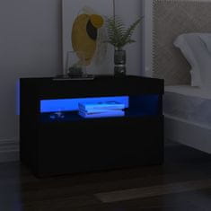Vidaxl Nočna omarica z LED lučkami črna 60x35x40 cm inženirski les