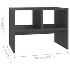 Vidaxl Stranska mizica siva 60x40x45 cm iverna plošča
