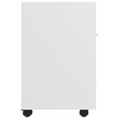 Vidaxl Stranska omarica s koleščki bela 33x38x60 cm iverna plošča