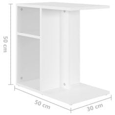 shumee Stranska mizica bela 50x30x50 cm iverna plošča