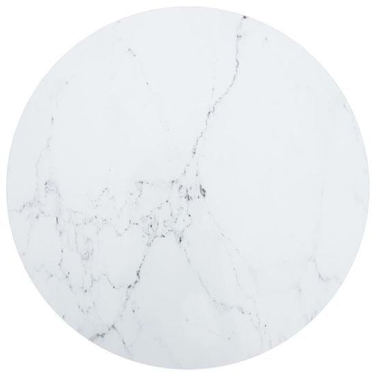Greatstore Mizna plošča bela Ø70x0,8 cm kaljeno steklo z marmorjem