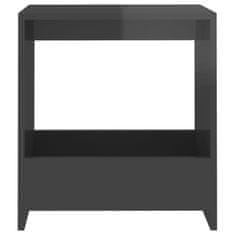 Vidaxl Stranska mizica visok sijaj siva 50x26x50 cm iverna plošča