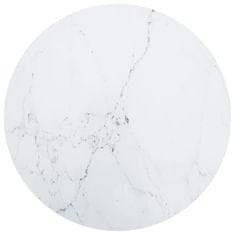 Greatstore Mizna plošča bela Ø60x0,8 cm kaljeno steklo z marmorjem