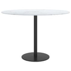 Greatstore Mizna plošča bela Ø60x0,8 cm kaljeno steklo z marmorjem