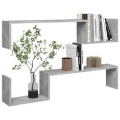 Vidaxl Stenska polica 2 kosa betonsko siva 100x15x20 cm iverna plošča