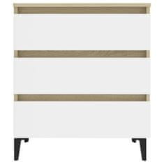 Vidaxl Komoda bela in sonoma hrast 60x35x69 cm iverna plošča