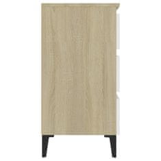 Vidaxl Komoda bela in sonoma hrast 60x35x69 cm iverna plošča