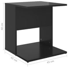 Vidaxl Stranska mizica visok sijaj črna 45x45x48 cm iverna plošča