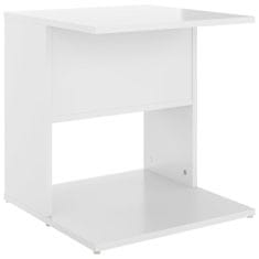 Vidaxl Stranska mizica visok sijaj bela 45x45x48 cm iverna plošča