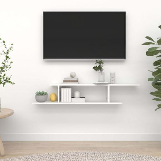 Vidaxl Stenska TV polica bela 125x18x23 cm iverna plošča