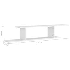 Vidaxl Stenska TV polica bela 125x18x23 cm iverna plošča