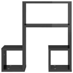 Vidaxl Stenska polica 2 kosa visok sijaj siva 50x15x50 cm iverna pl.