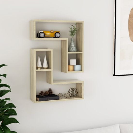 Vidaxl Stenska polica 2 kosa sonoma hrast 50x15x50 cm iverna plošča