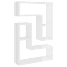 Vidaxl Stenska polica 2 kosa visok sijaj bela 50x15x50 cm iverna pl.