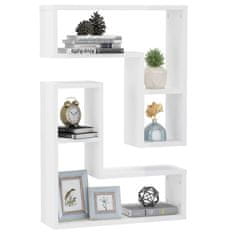 Vidaxl Stenska polica 2 kosa visok sijaj bela 50x15x50 cm iverna pl.