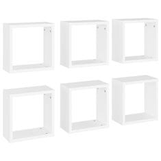 Vidaxl Stenske police kockaste 6 kosov bele 30x15x30 cm