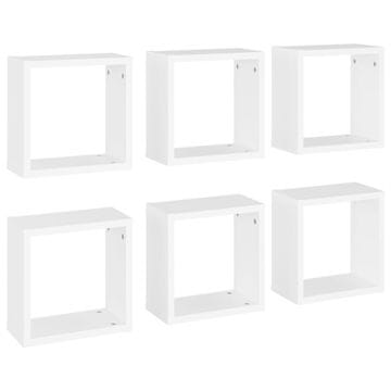 Vidaxl Stenske police kockaste 6 kosov bele 30x15x30 cm
