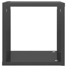 Vidaxl Stenske police kockaste 4 kosi visok sijaj sive 26x15x26 cm