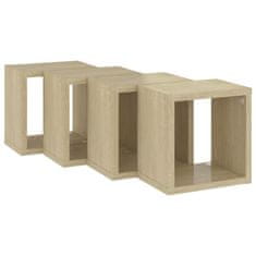 Vidaxl Stenske police kockaste 4 kosi sonoma hrast 22x15x22 cm