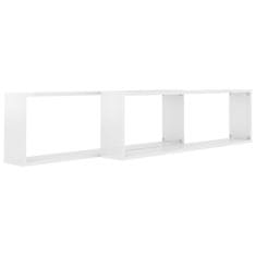 Greatstore Stenske police kockaste 2 kosa visok sijaj bele 100x15x30 cm