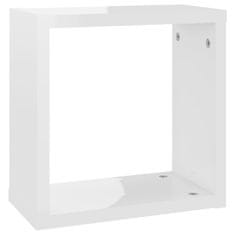 Vidaxl Stenske police kockaste 6 kosov visok sijaj bele 30x15x30 cm