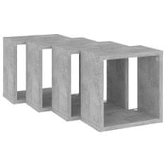 Vidaxl Stenske police kockaste 4 kosi betonsko sive 26x15x26 cm