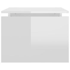 Greatstore Klubska mizica visok sijaj bela 68x50x38 cm iverna plošča