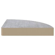 Vidaxl Kotna stenska polica betonsko siva 25x25x3,8 cm MDF