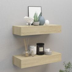 shumee Stenska polica s predalom 2 kosa hrast 60x23,5x10 cm mediapan